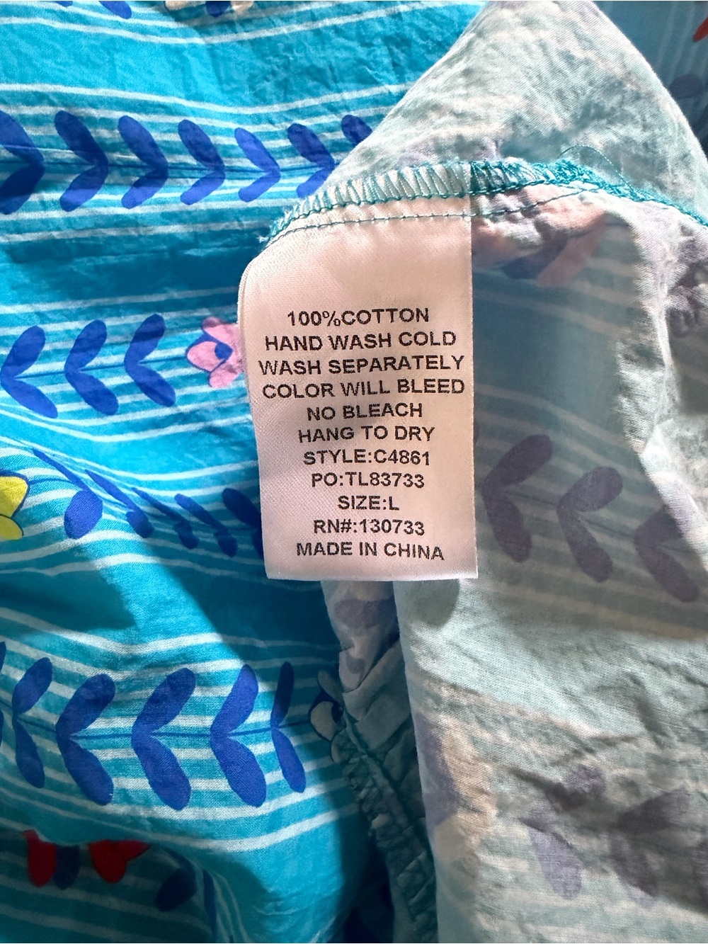 UMGEE Blue Mix Puff Sleeve Smocked Ruffle Neck Midi Dress EUC - Picture 6 of 6
